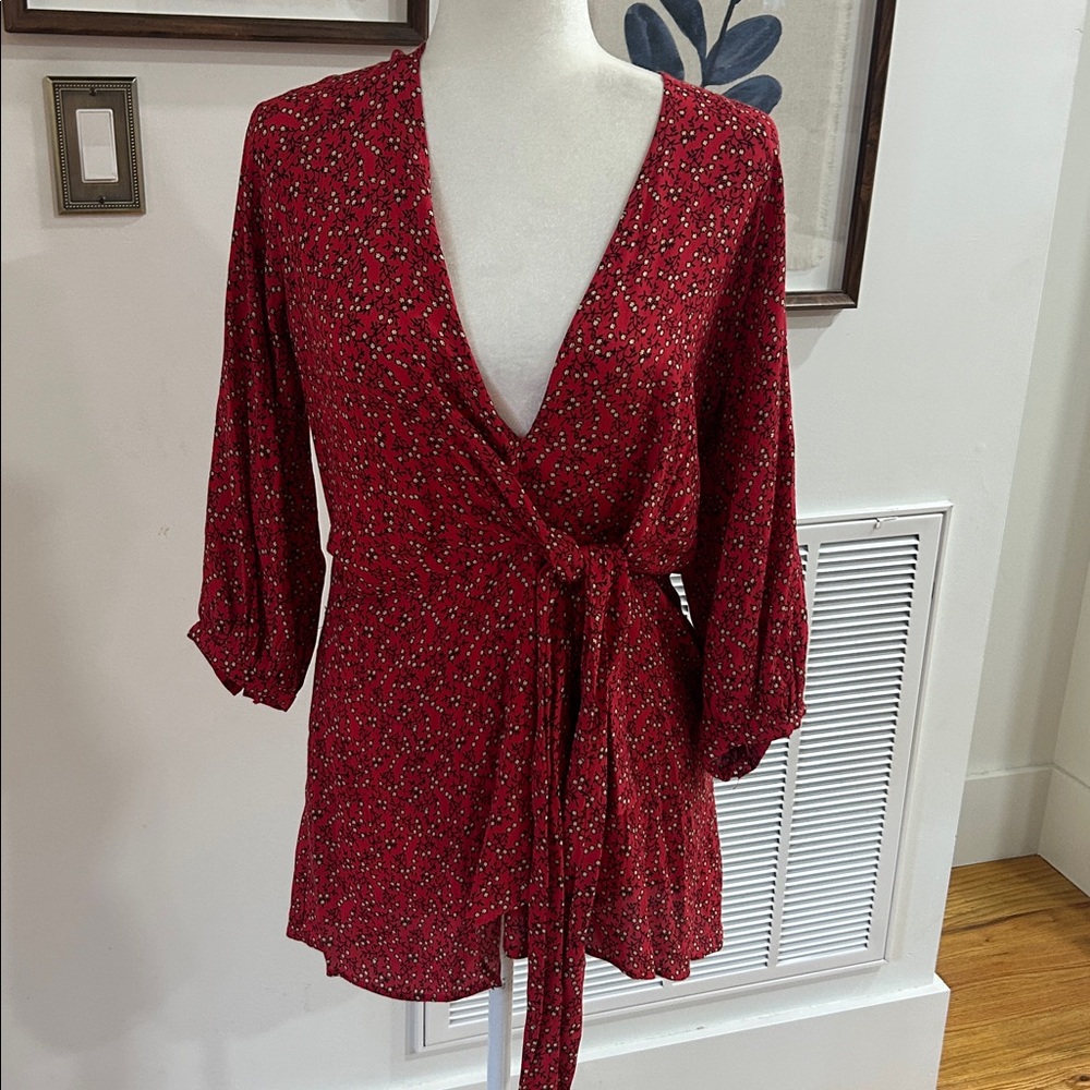 Free People Red Floral Mini Dress